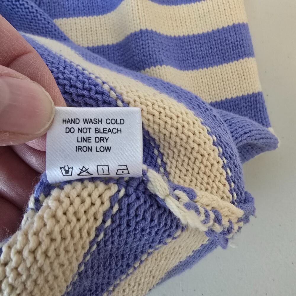 Heyson Tight Knit Sweater Women's L Purple & Light Cream Stripe Long Sleeve - Picture 10 of 16